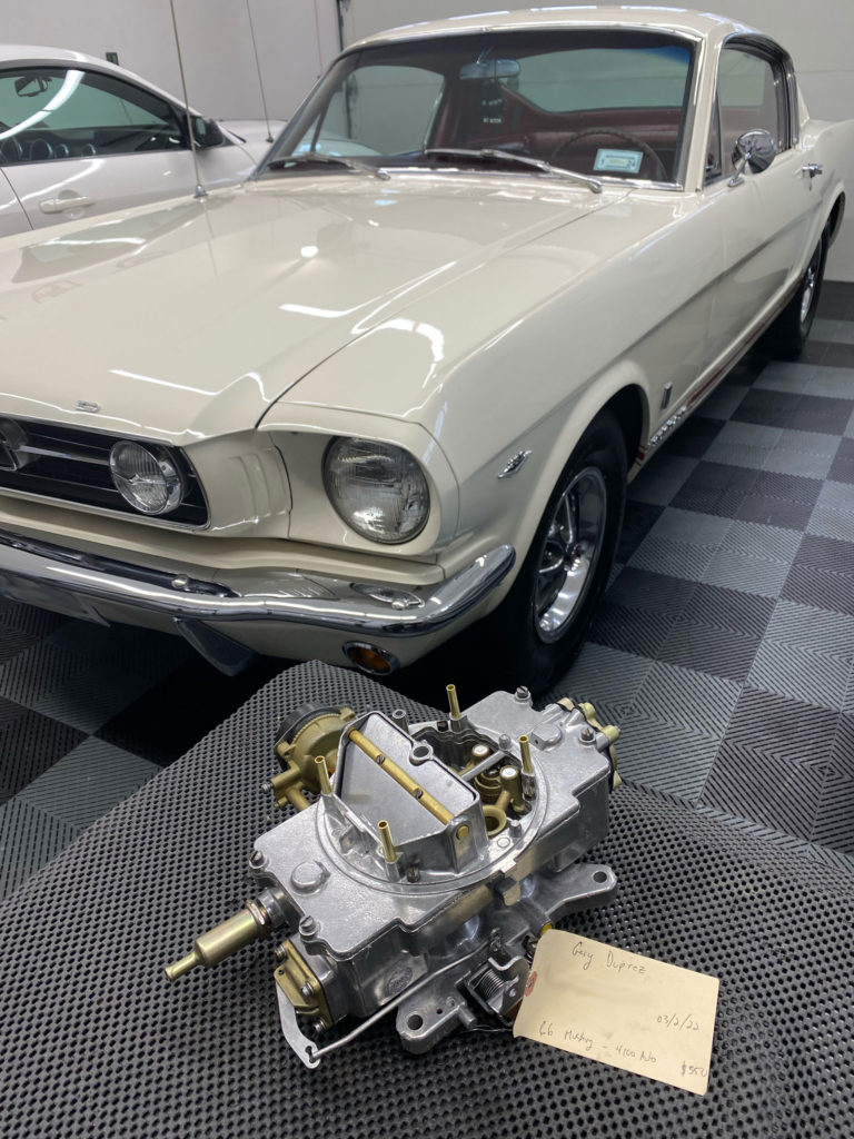 1966 Mustang and carburetor